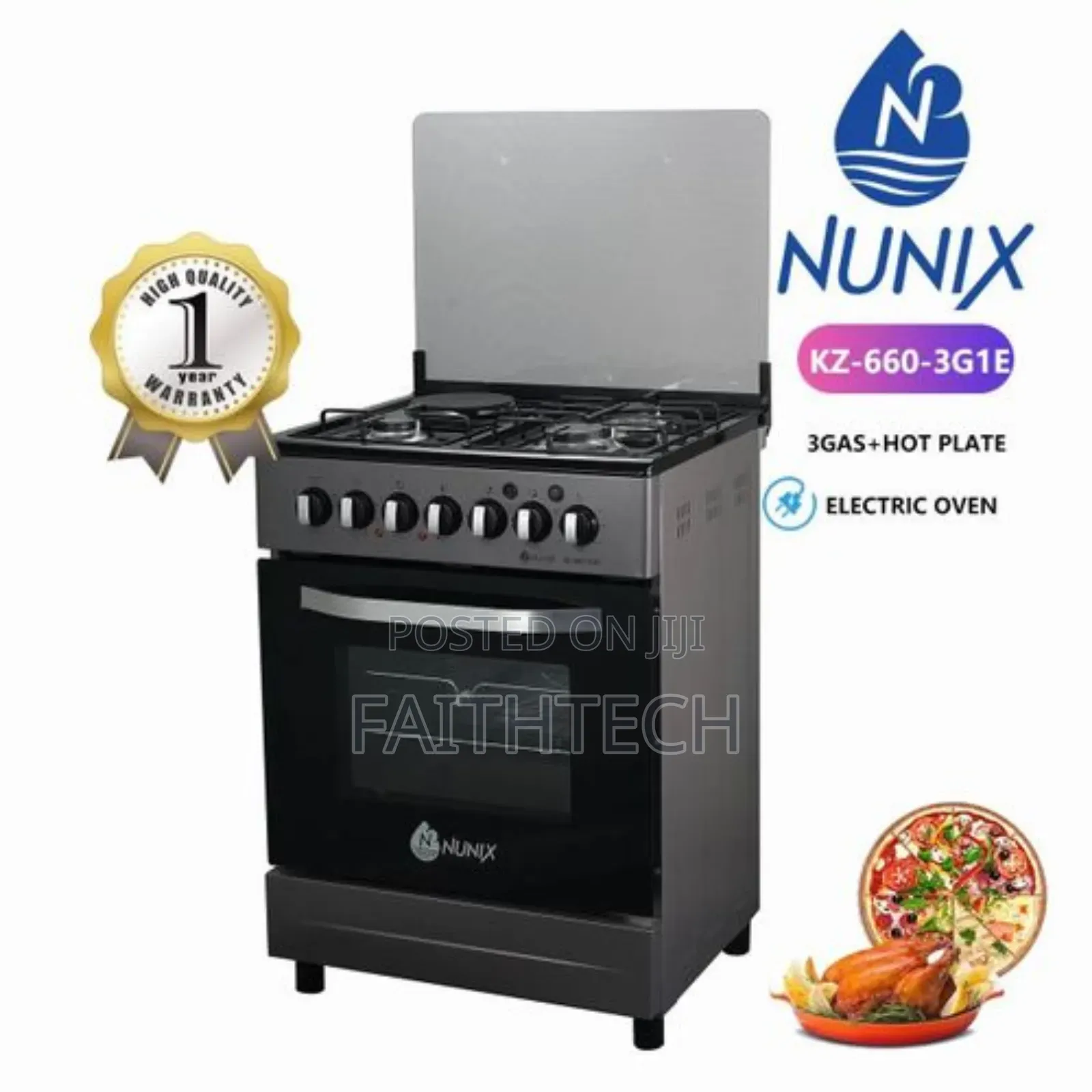 Nunix 60*60 3+1 Freestanding Cooker With Electric Oven