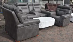 Light Black 4 Seater Semi Recliner Sofa 2,1,1