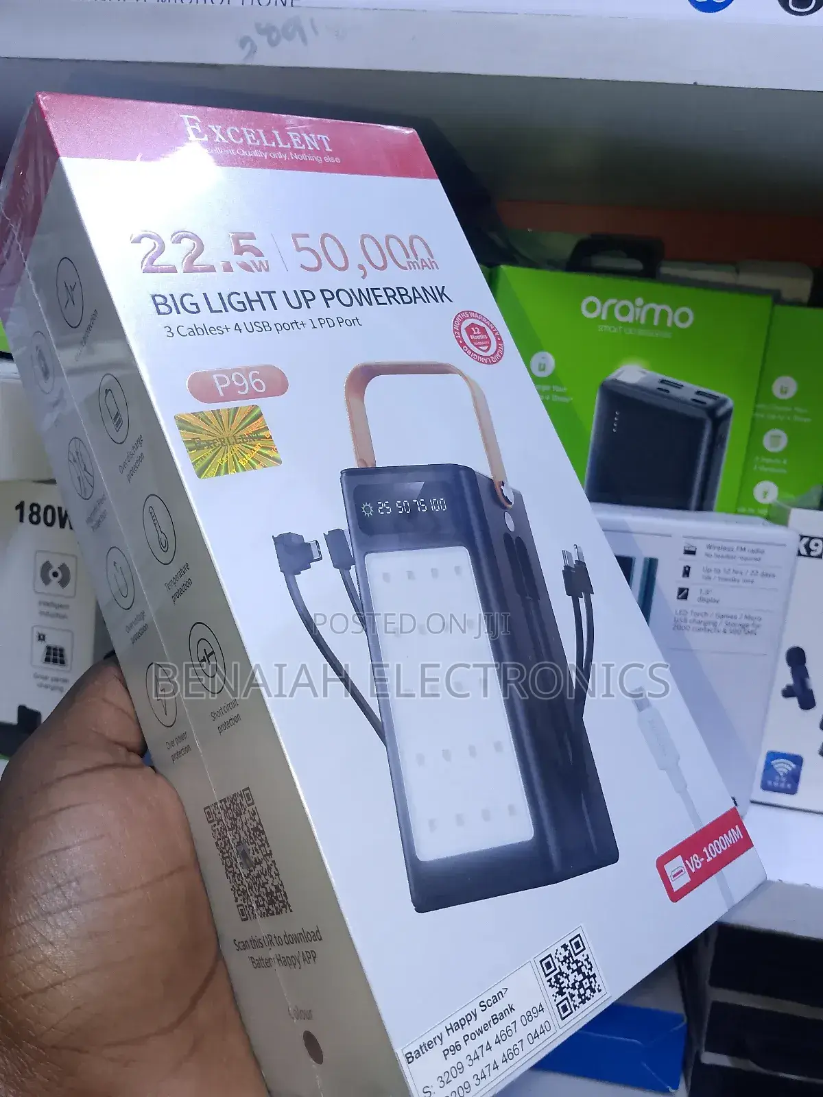 50000 Excellent Powerbank P96,22.5 V,Led Big Lamp.