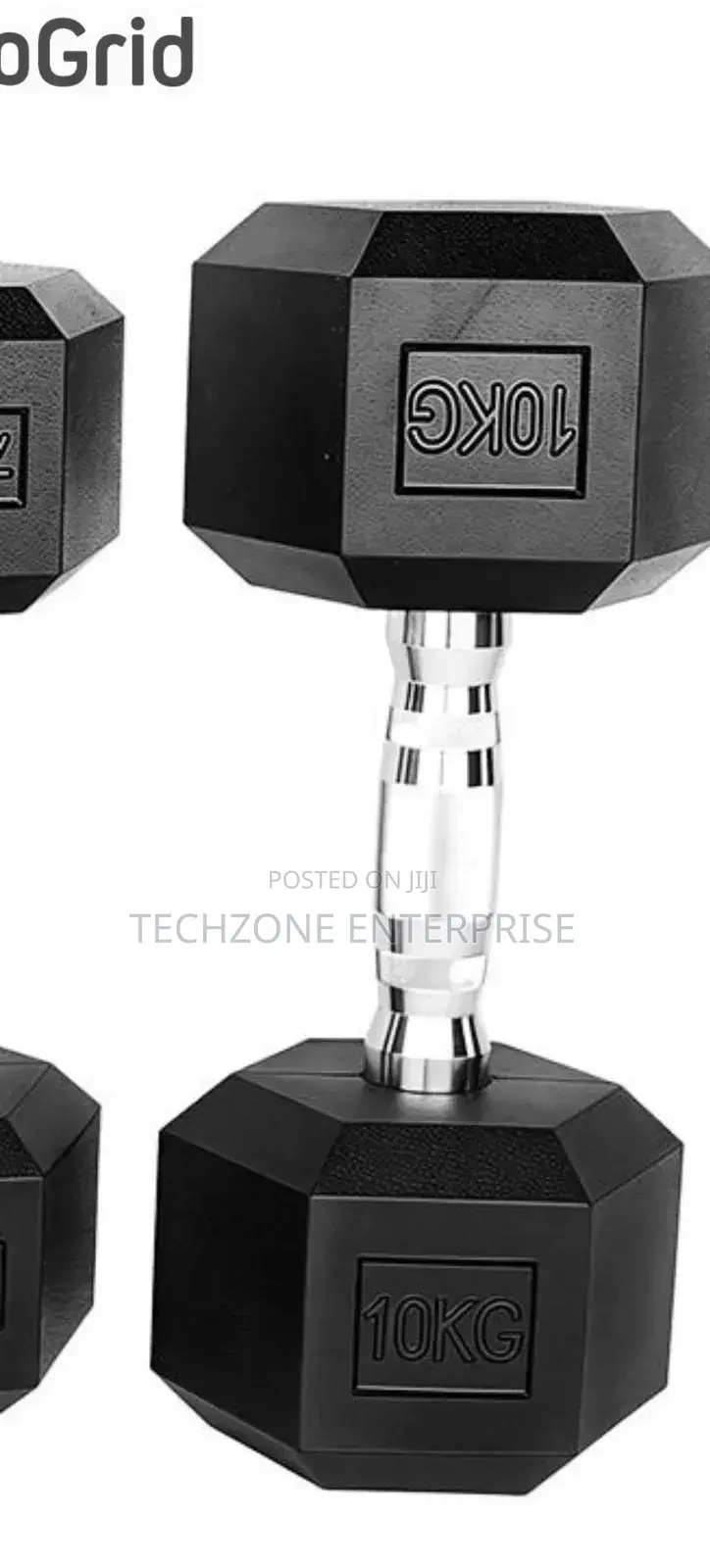 *Black 10kgs Hexagon Dumbbells(Sold Per Single Hand)*