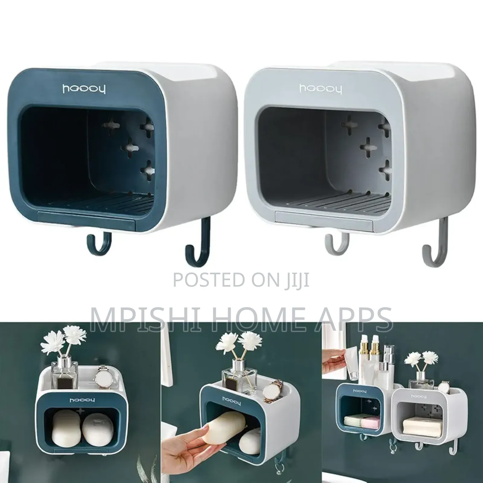 Soap/Sponge Holder With Drain Shelf (Gray and Green)