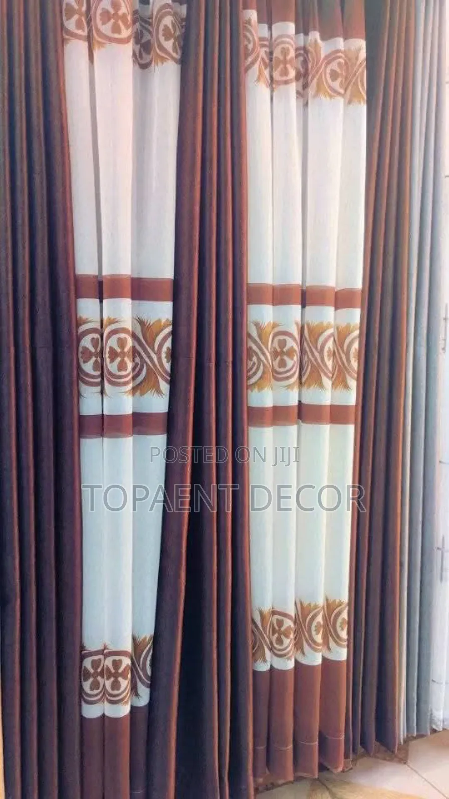 Soft Plain Grey Curtains With Brown And White Sheers