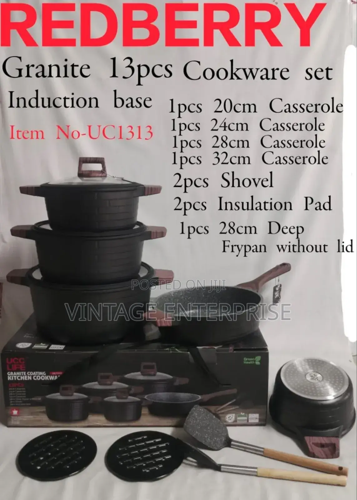 Redberry Premium Range Cookware Set With Induction Base