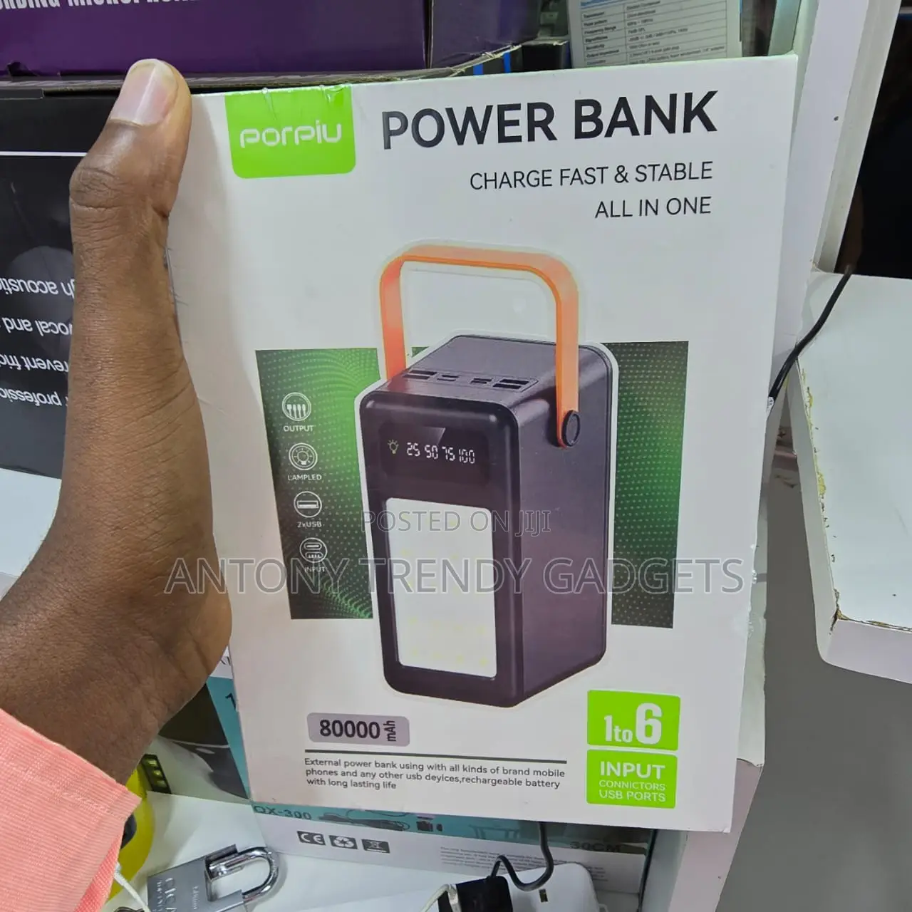 1 to 6 Multi-Port Power Bank – 80000mah High Capacity