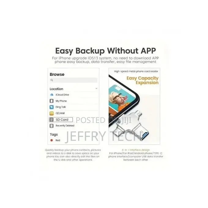 4 in 1 Micro Sd Memory Card Reader for iPhone, Isub, Android
