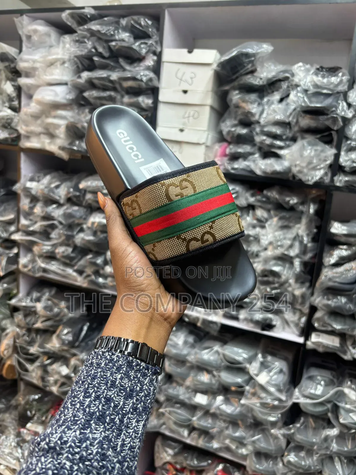 Quality Leather Designer Gucci Open Slide Shoes