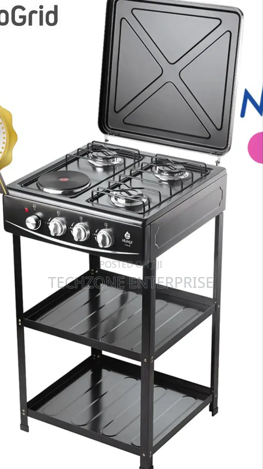 Nunix LTS-02 3-Gas+1-Electric Durable Stand Cooker Shelf