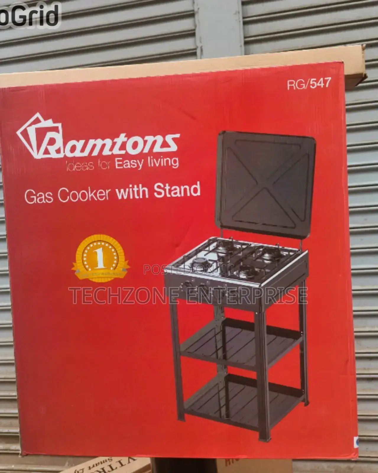 Ramtons 4 Burner Standing Cooker With Shelf Metal Lid