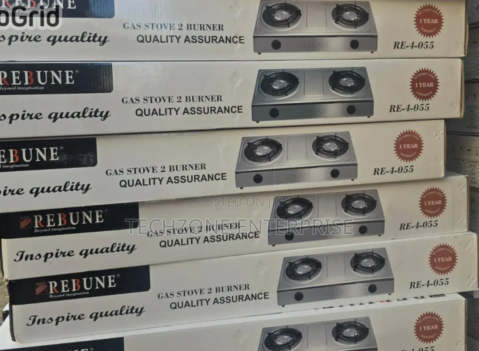 Rebune Double Gas Burner Cooker With Auto Ignition