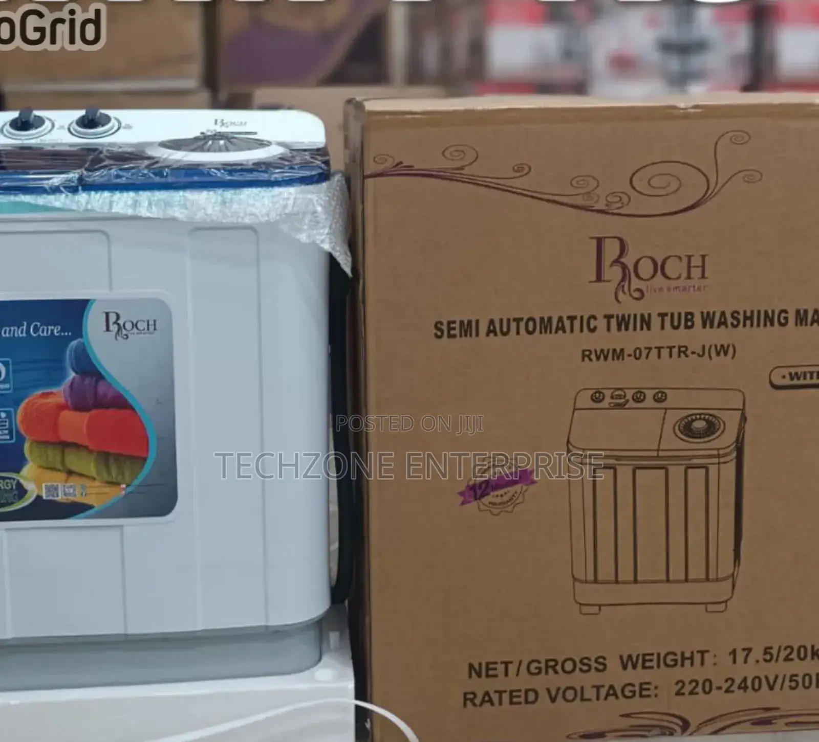 Roch 7kg Twin Tub Semi Automatic Washing Machine 2 Programs,