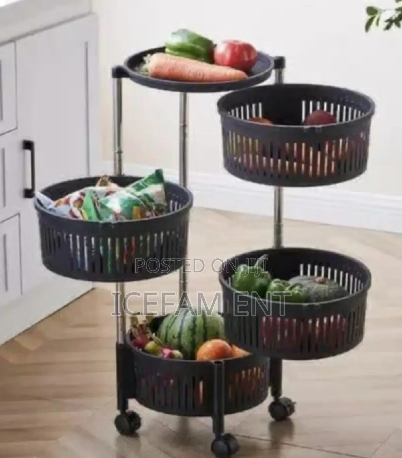 Round Fruit Rack With Wheels