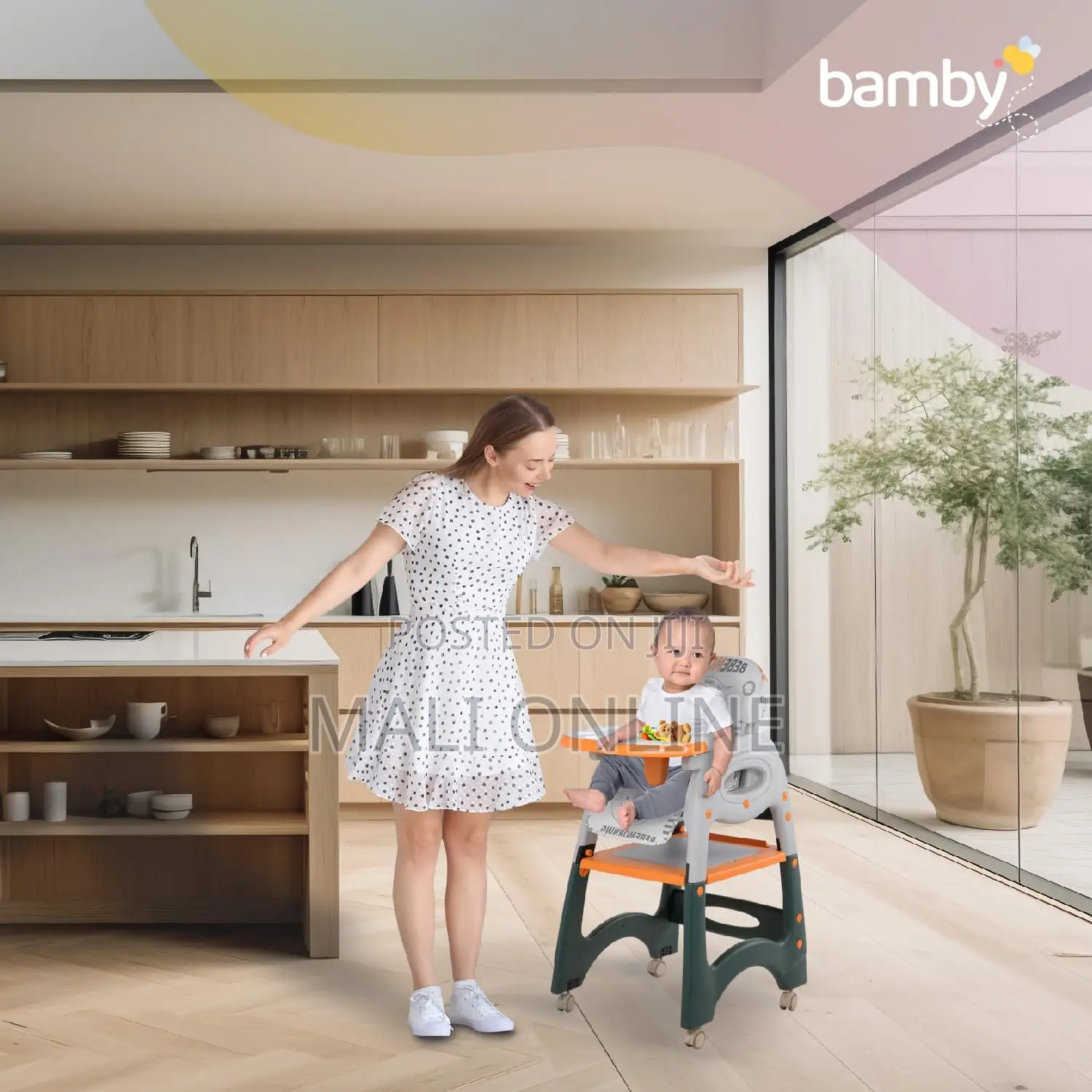 3-in-1 Baby High Chair With Tray Convertible Feeding Chair