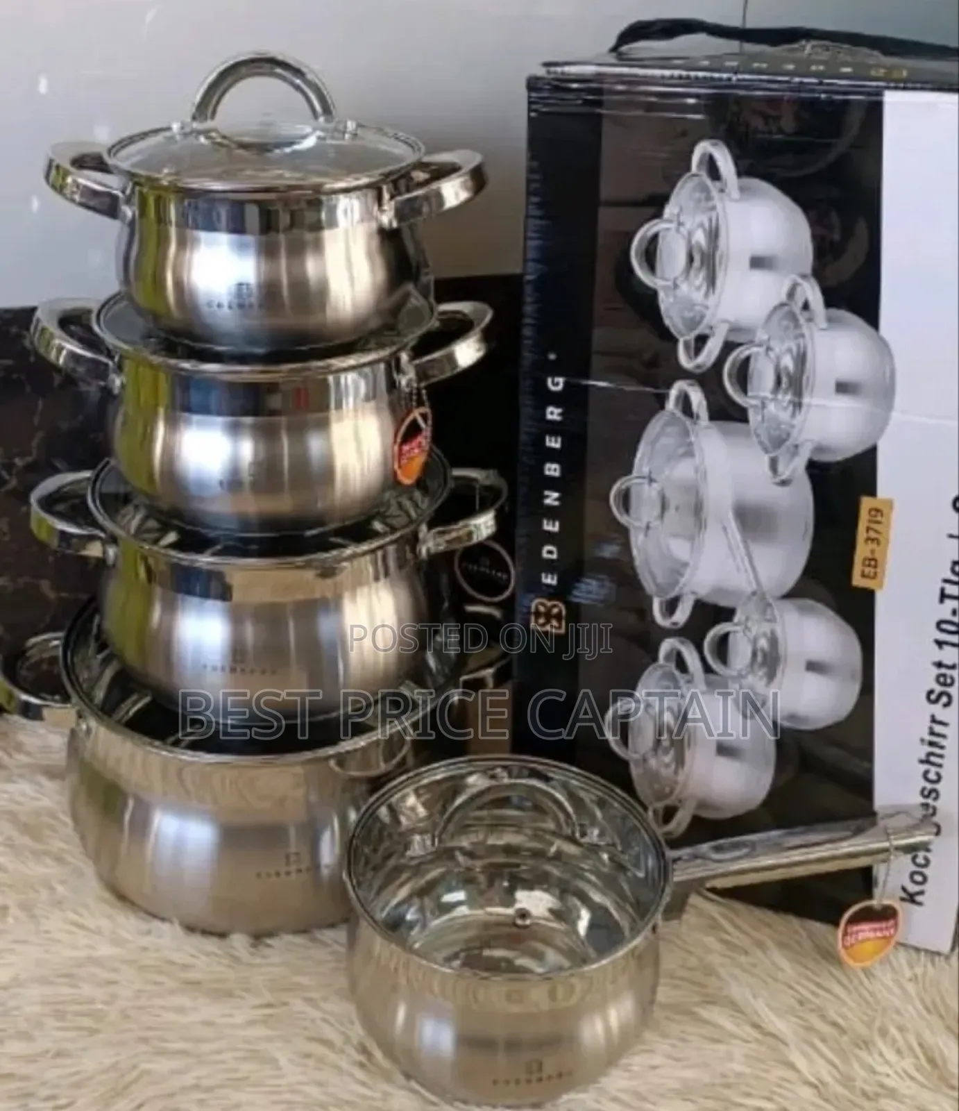 10 Pieces Edenberg Eb-3719 Stainless Steel Cookware Set