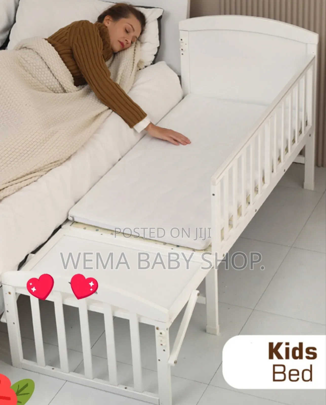 Wheeled Baby Crib/Cot With Mattress+Braided Bumpers+Stand M/Net