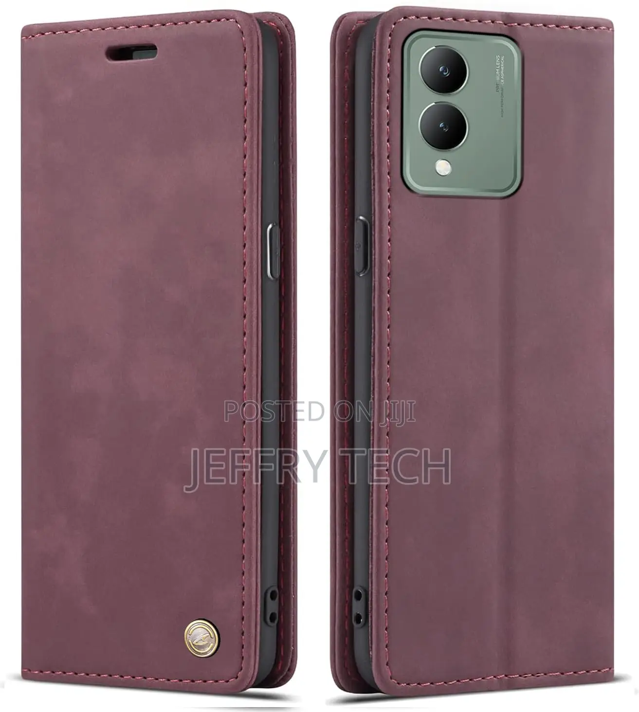 Magnetic Closure Slim Flip Cover for Vivo Y28 5g (Mauve Red)