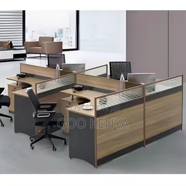 Office Desk ; Four Person Office Workstation With Drawers