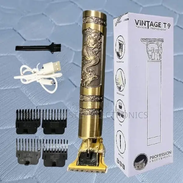 Professional Vintage T9 Hair Clipper Trimmer Shaver -Gold