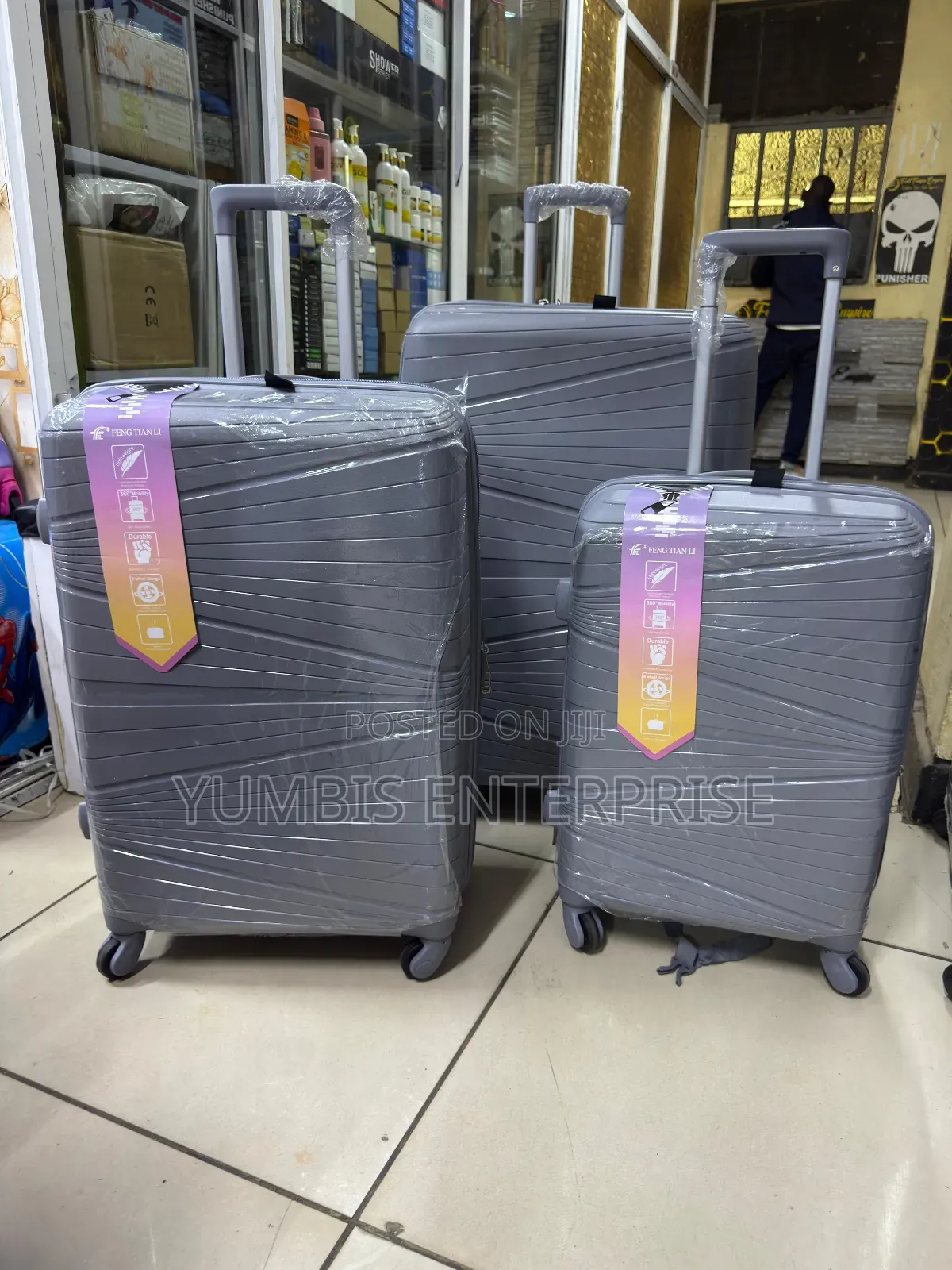 3 in 1 Grey Rubber Suitcase Set Available for Sale at 8500