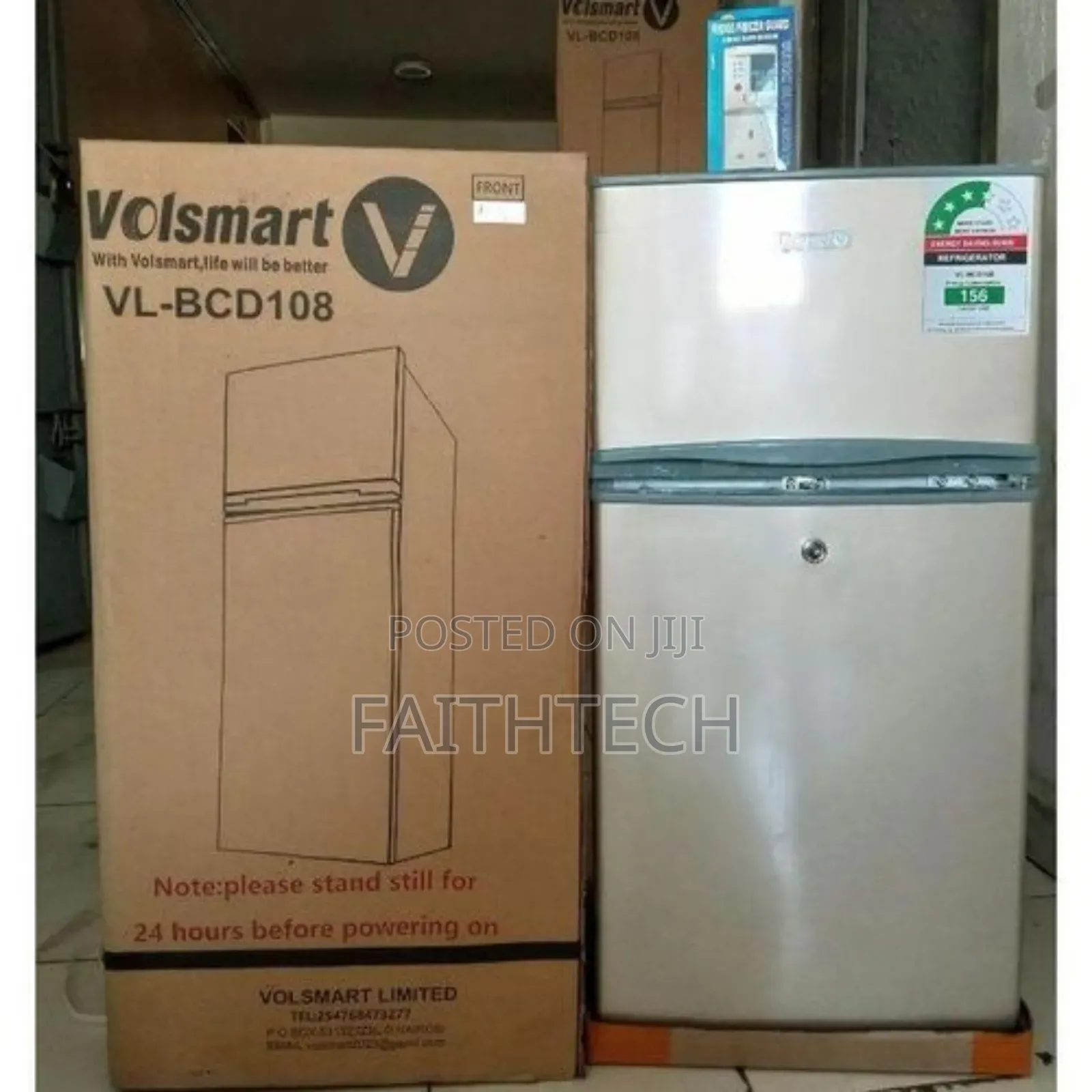 Silver Volsmart 108litres Double Door Refrigerator
