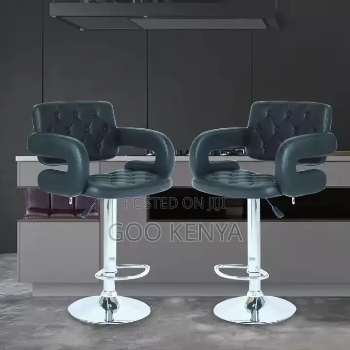 Home Chair ; Leather Black Swivel Bar Stool Chair for Dining