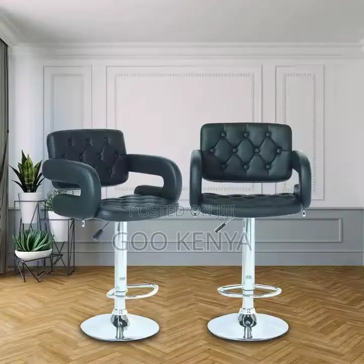 Home Chair ; Leather Black Swivel Bar Stool Chair for Dining