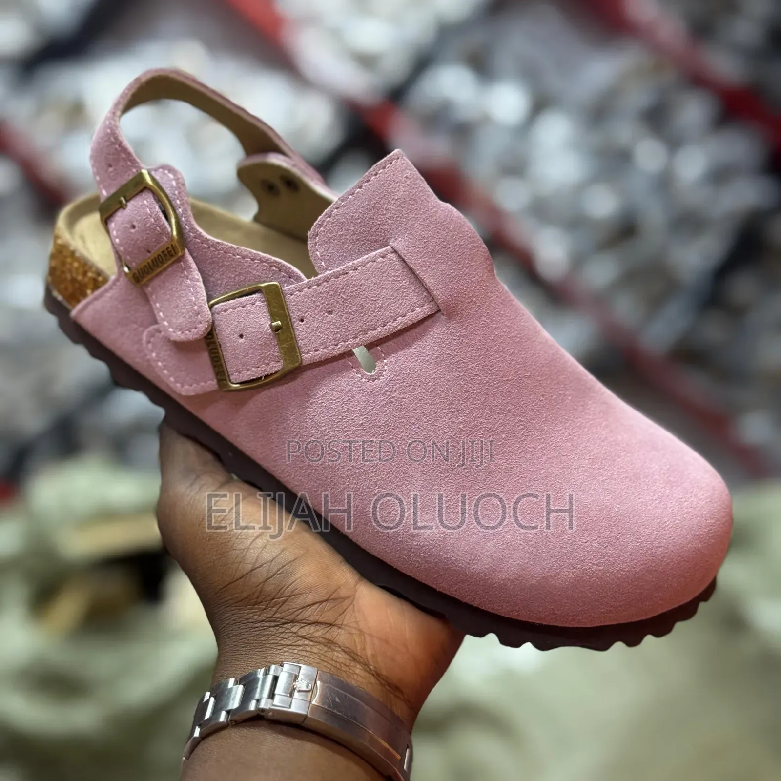 Pink Pure Leather Birkenstock Clog With Strap