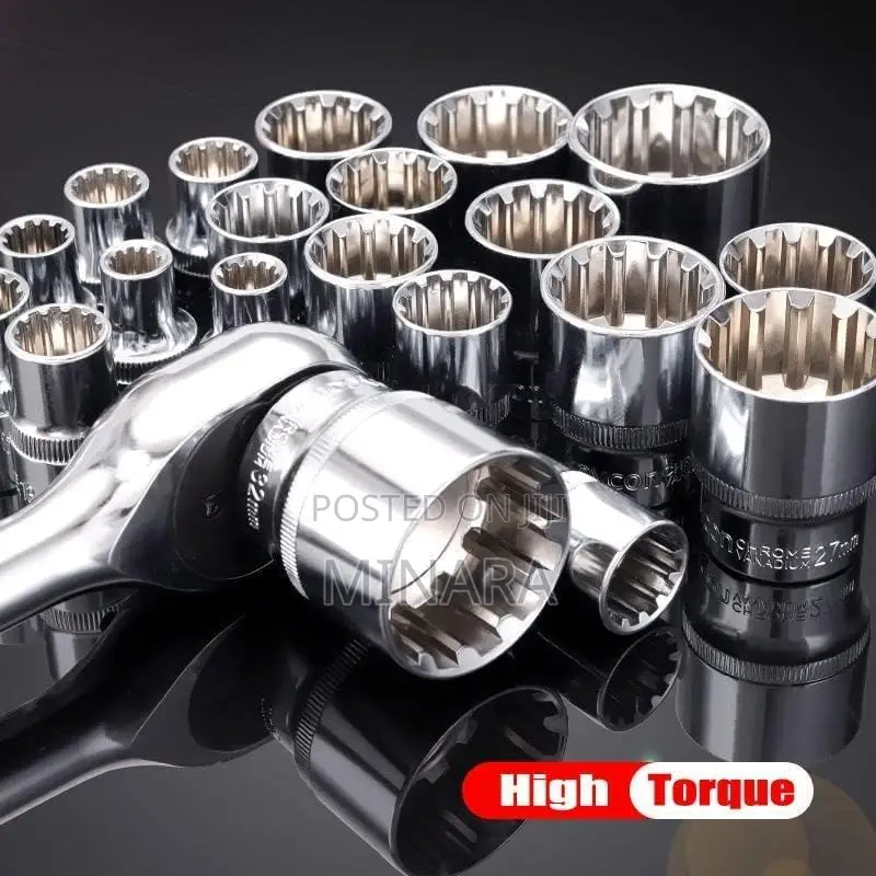 19 Pcs, Multi Spline Sockets, 12 Point Sockets, (No. 8-32)