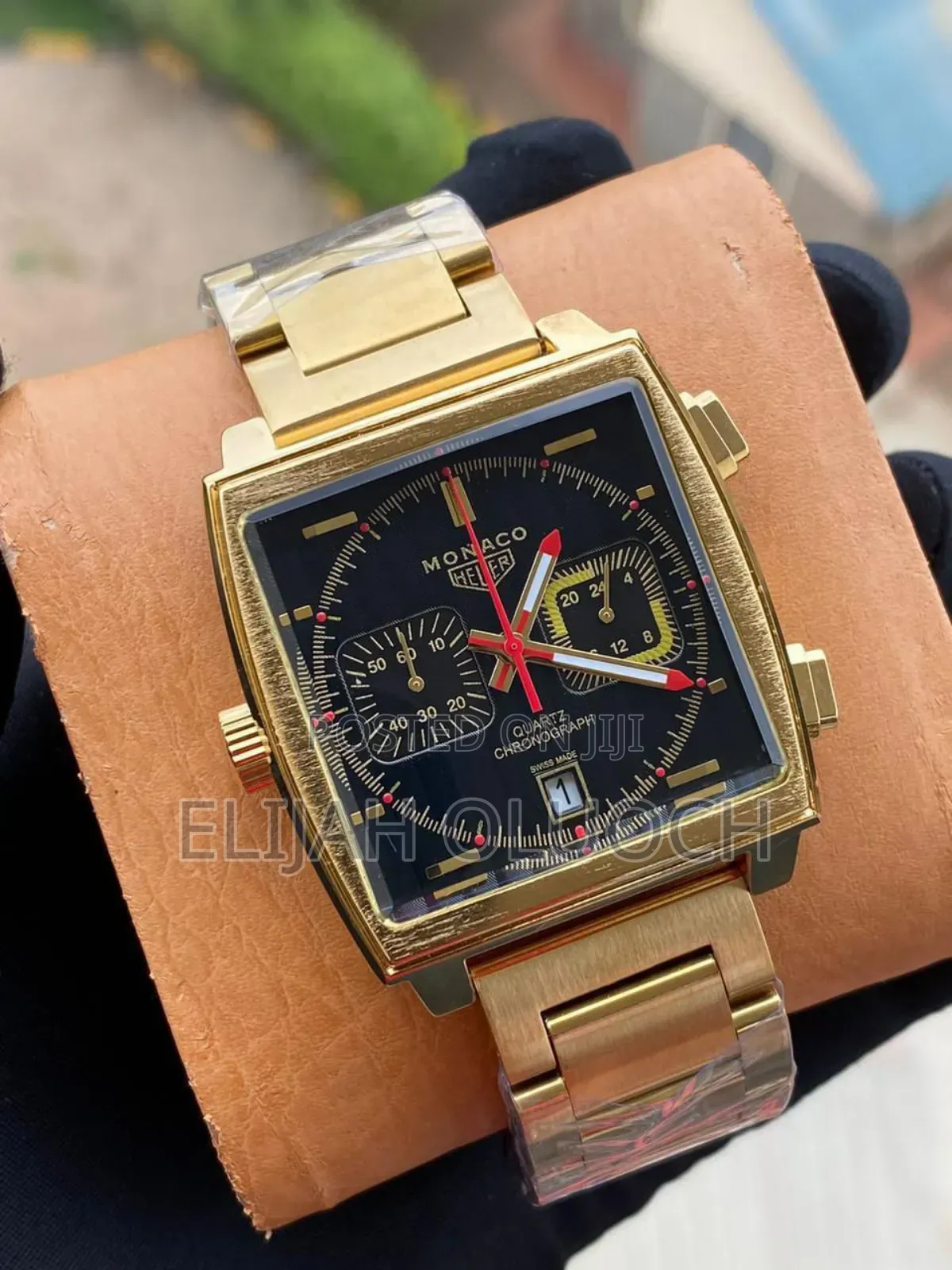 Monaco Heur Chronograph Men Watch (Leather/Metallic Strap)