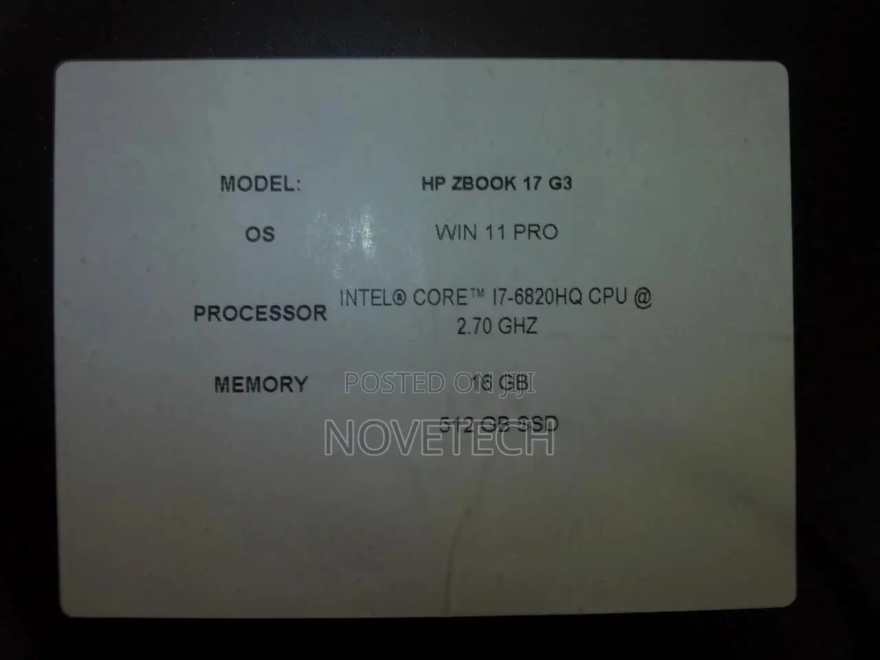 Laptop HP ZBook 17 G3 32GB Intel Core I7 SSD 256GB
