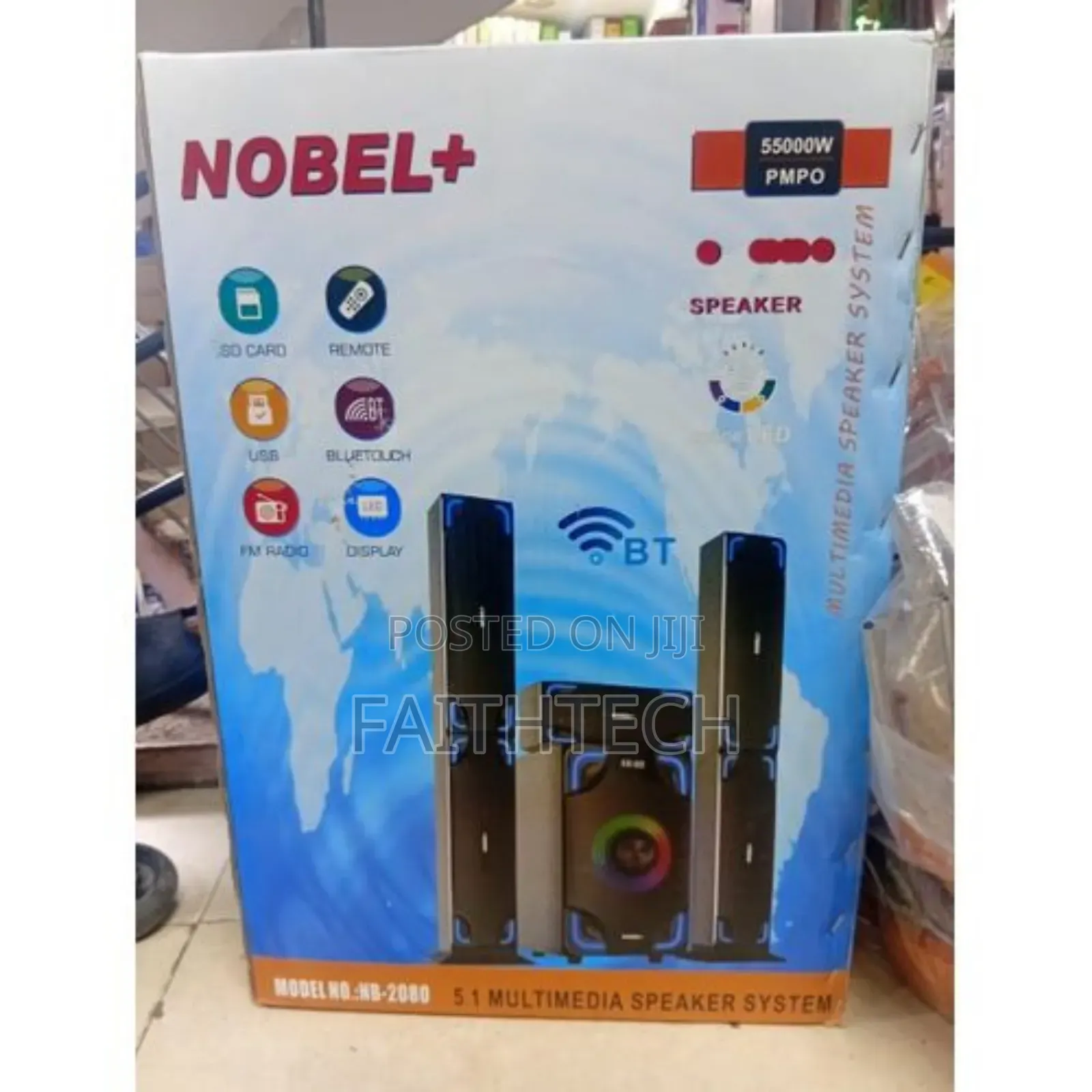 Nobel Tall Boy Speakers-bt Hometheare-55000w Pmpo- Nb 2080