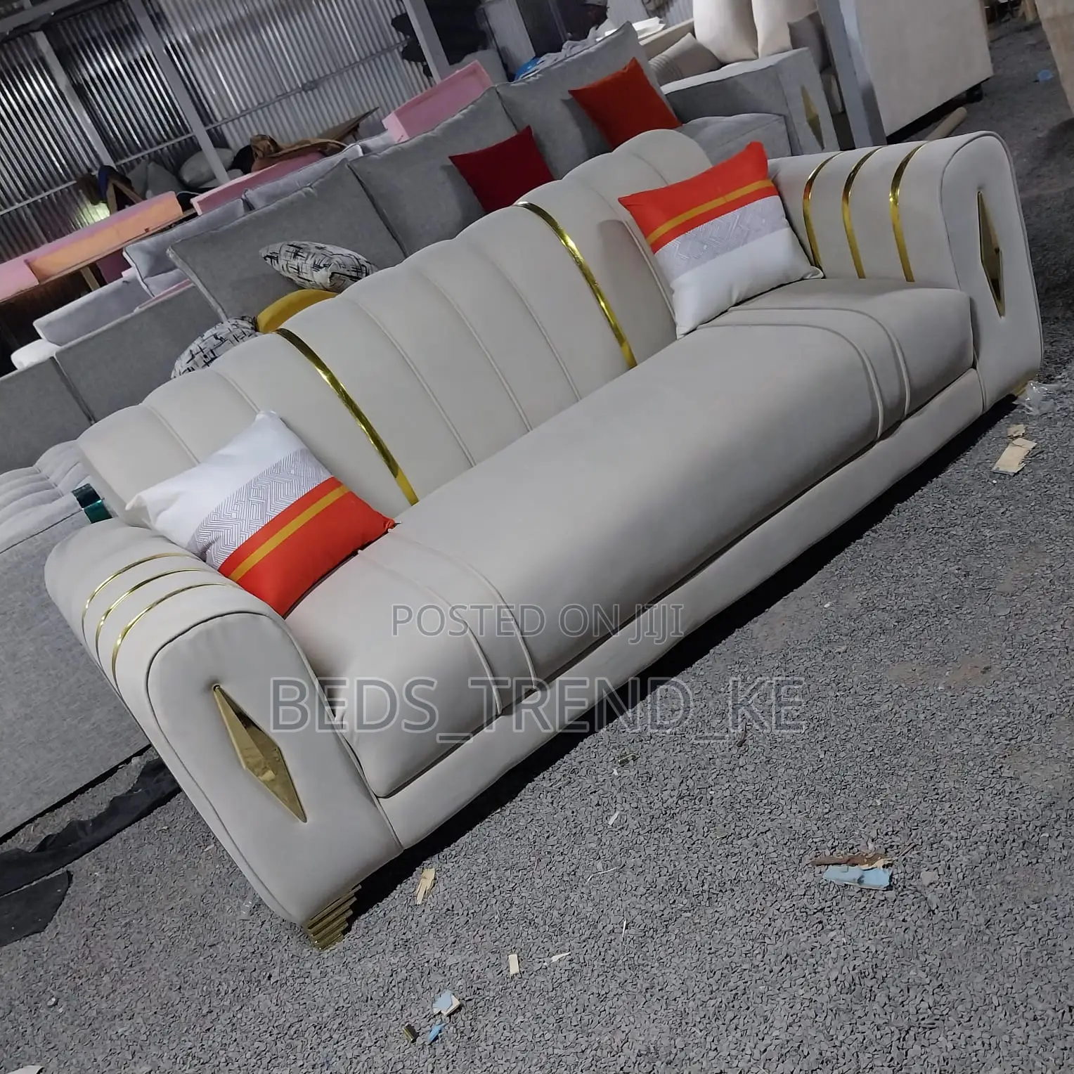 Modern 3 Seater Sofa- Sleek and Spacious With Free Throw Pil
