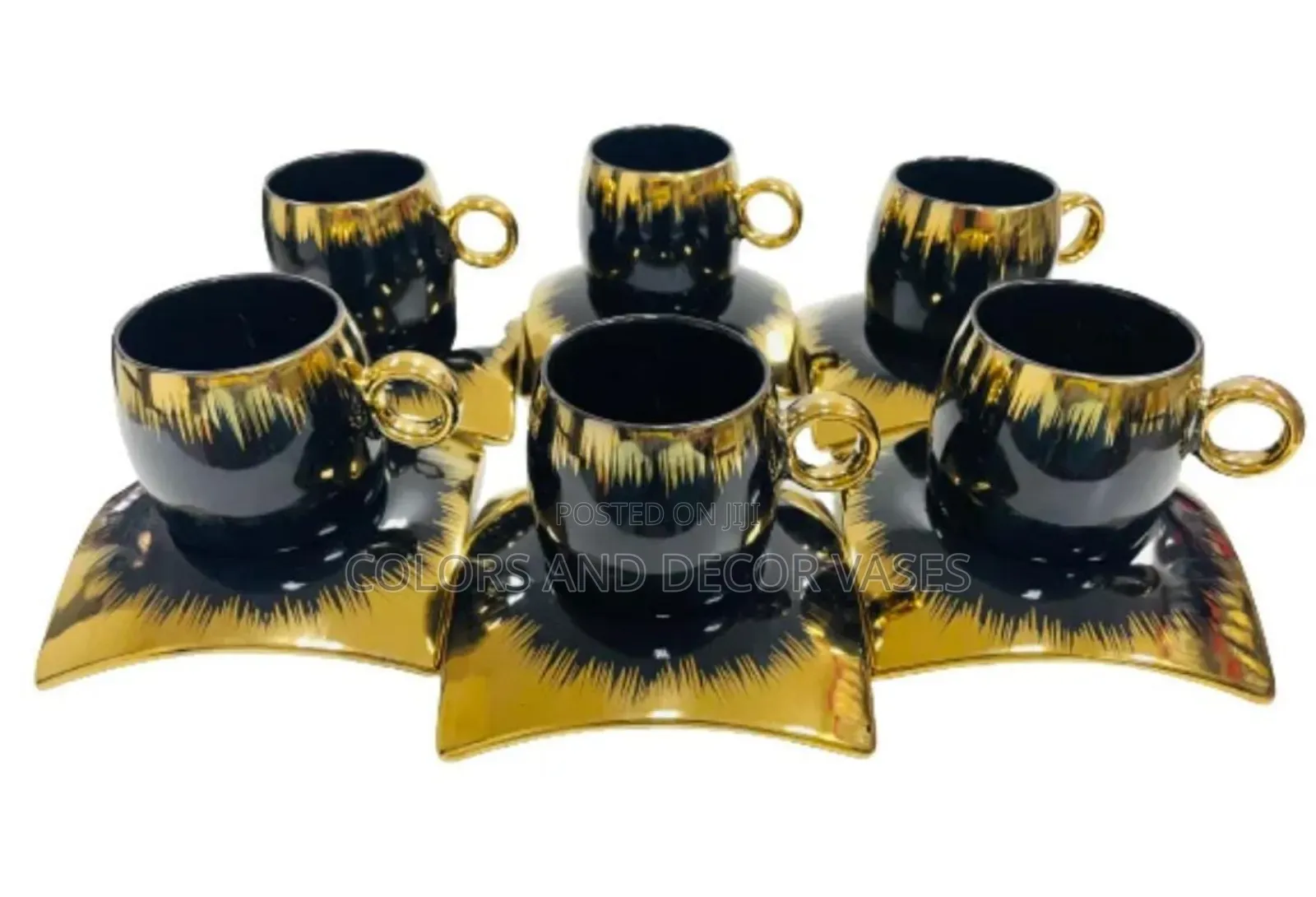 Black Gold Cups and Saucers in Stock