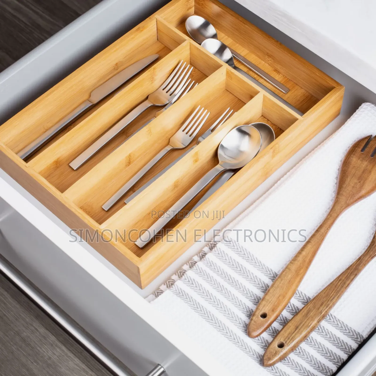 Fixed Bamboo Drawer Cutlery Organizer