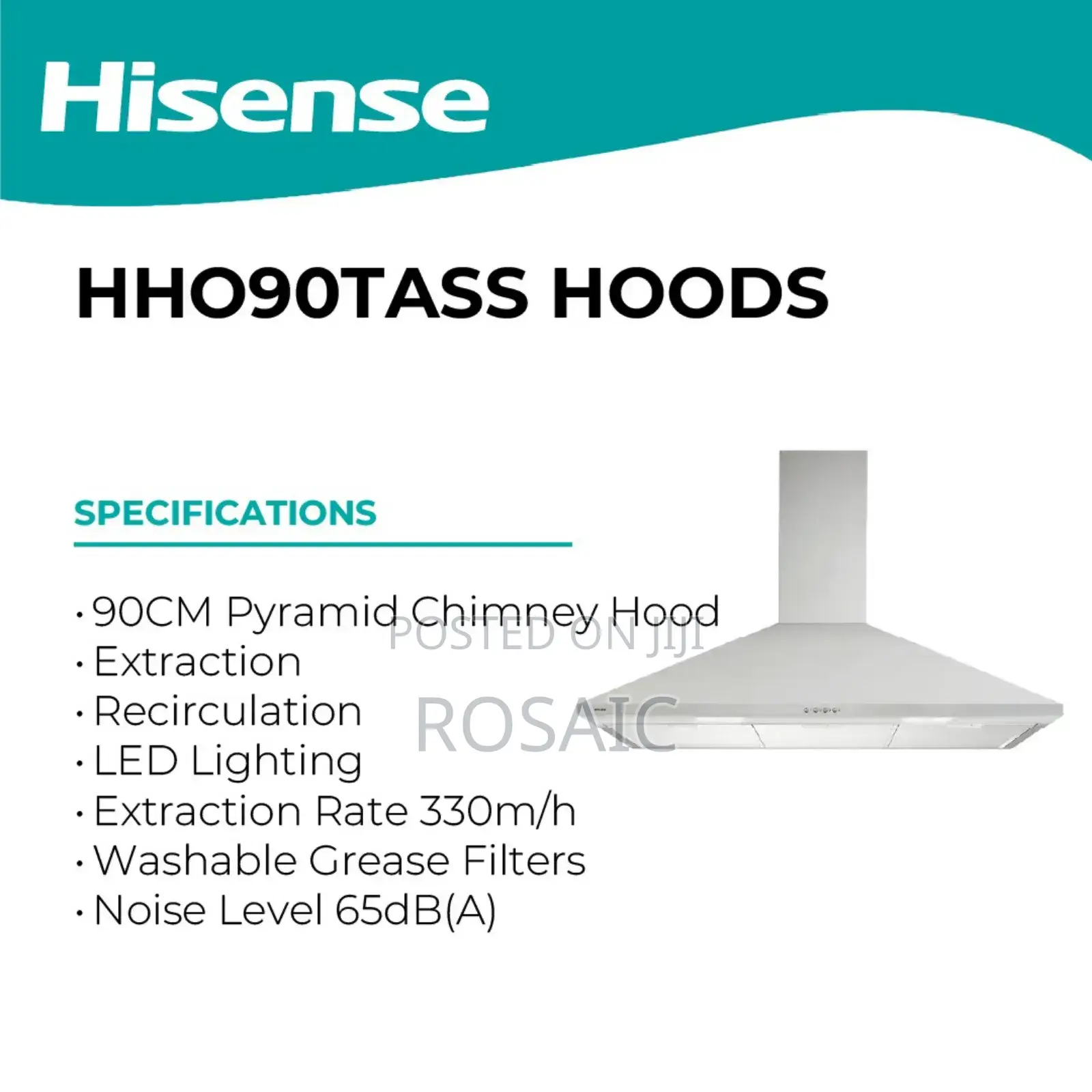 Hisense Cooker Hood Pyramid Chimney 60cmx90cm