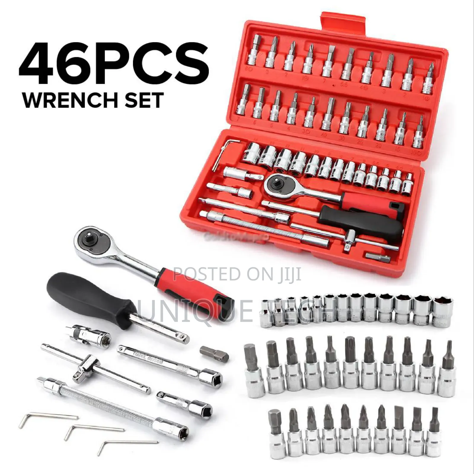 46pcs Ratchet Socket Set – Wrench Bits Combo Kit