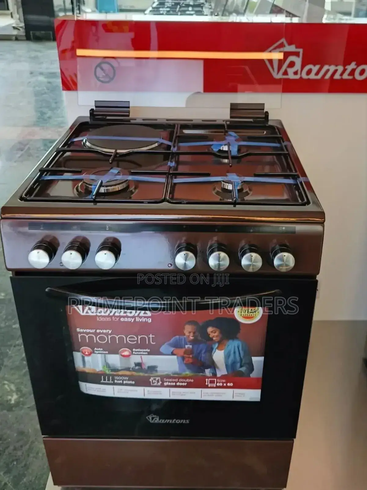 Ramtons Standing Cooker 60*60 3g+1e - Electric Oven (Brown)
