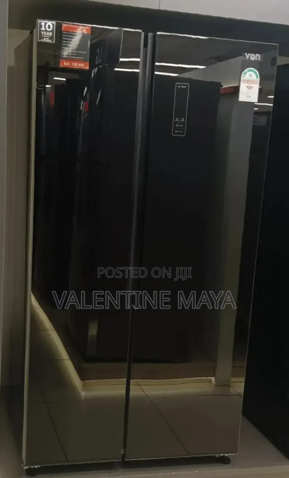 Von 429 Litres Side by Side Fridge, (Black) Energy-Efficient