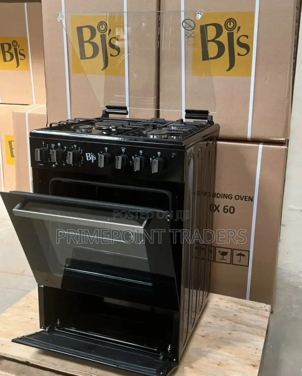 Elite New Model Cooker BJS -60x60 Standing Cooker, 3+1 Black