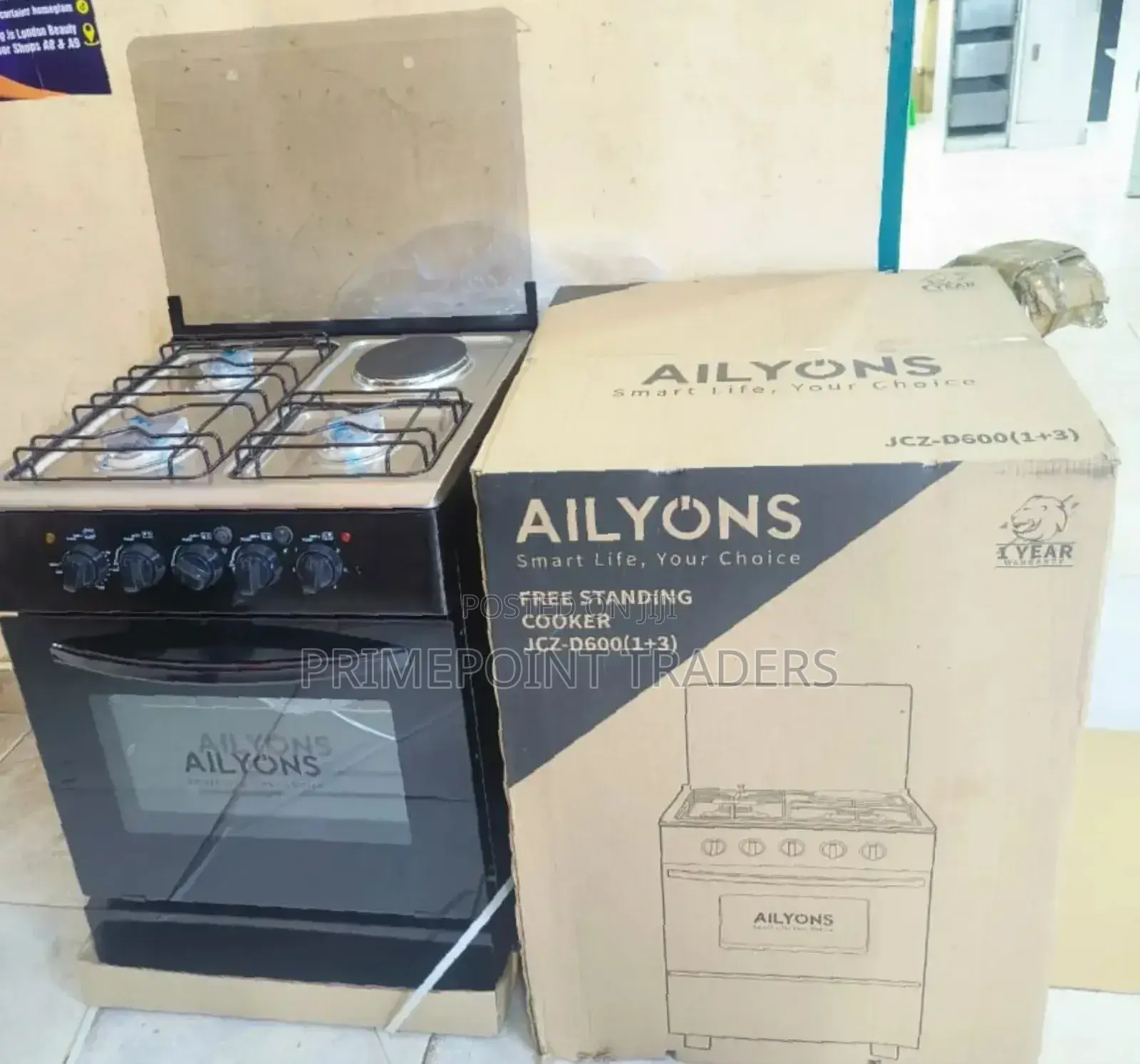 50*55 (Cm) Ailyons 3+1 Standing Cooker With Electric Oven