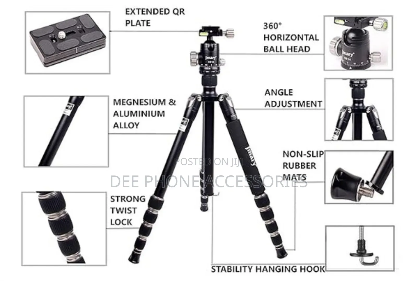 Jmary Kt255 + Nb 36 Professional Tripod and Monopod