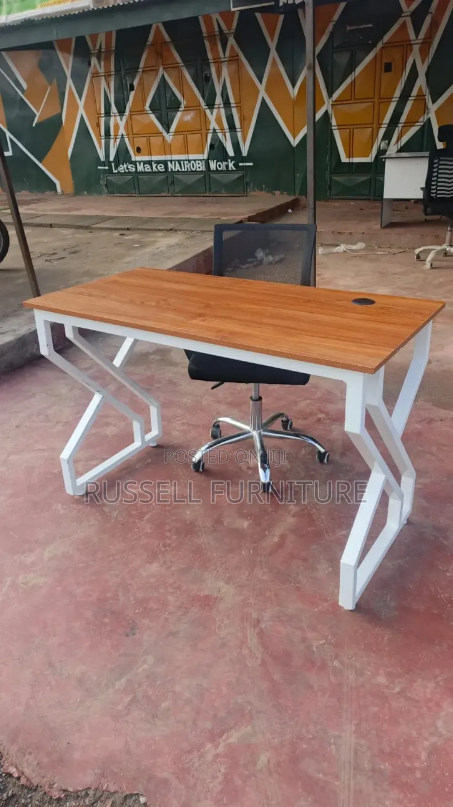 Secretarial Mesh Office Chair and Metallic Study Table