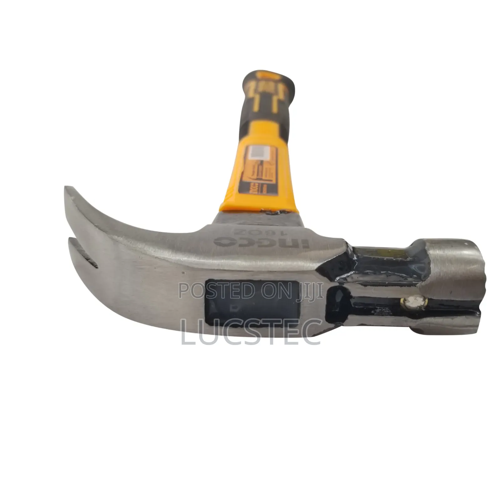 Ingco Claw Hammer With A Fiberglass Handle.