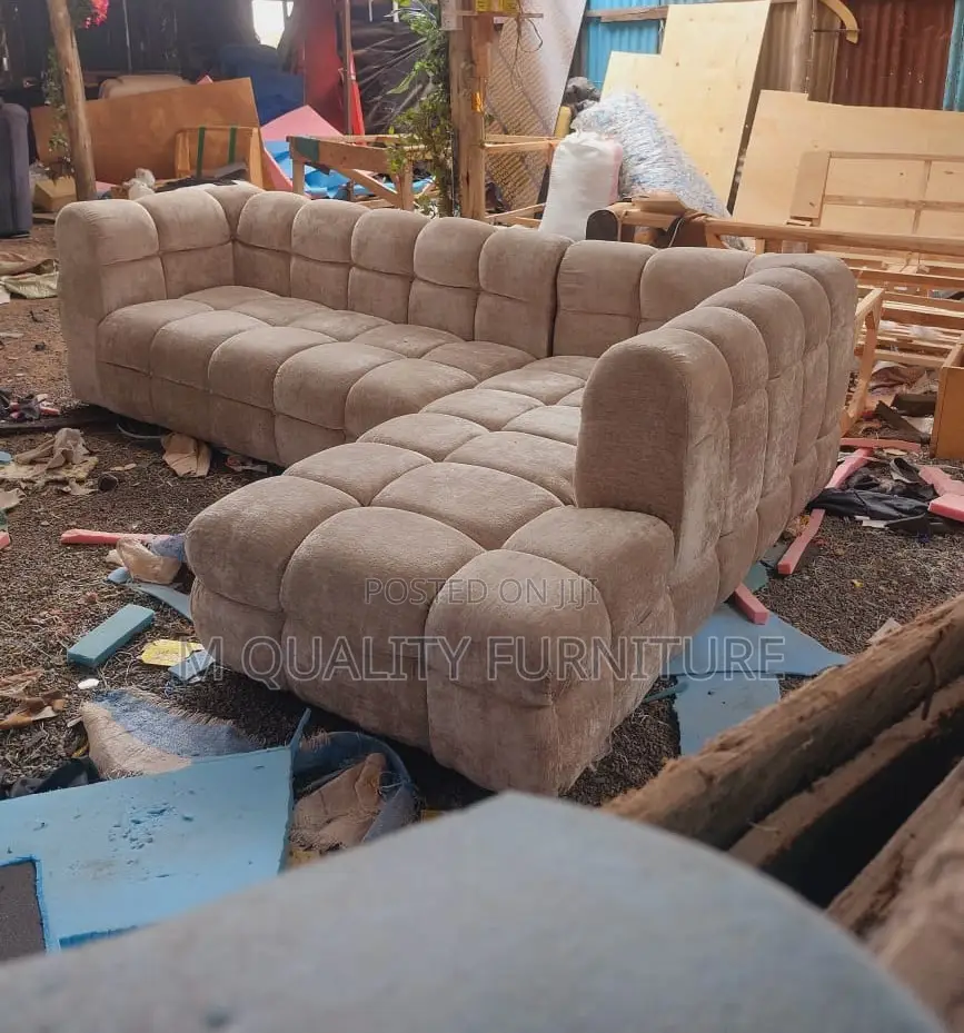 Beige 6 Seater Sofa With Back Permanent