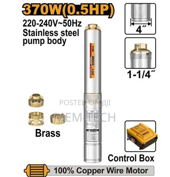 Ingco Dwp37062 4" Deep Well Pump :370w(0.5hp)Max.Head:48m