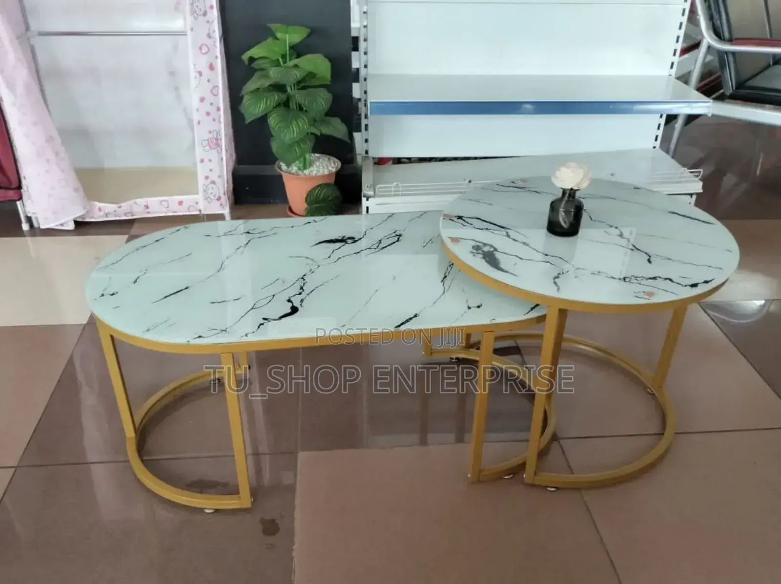 Table! Table White Marble Coffee (Glass Effect )