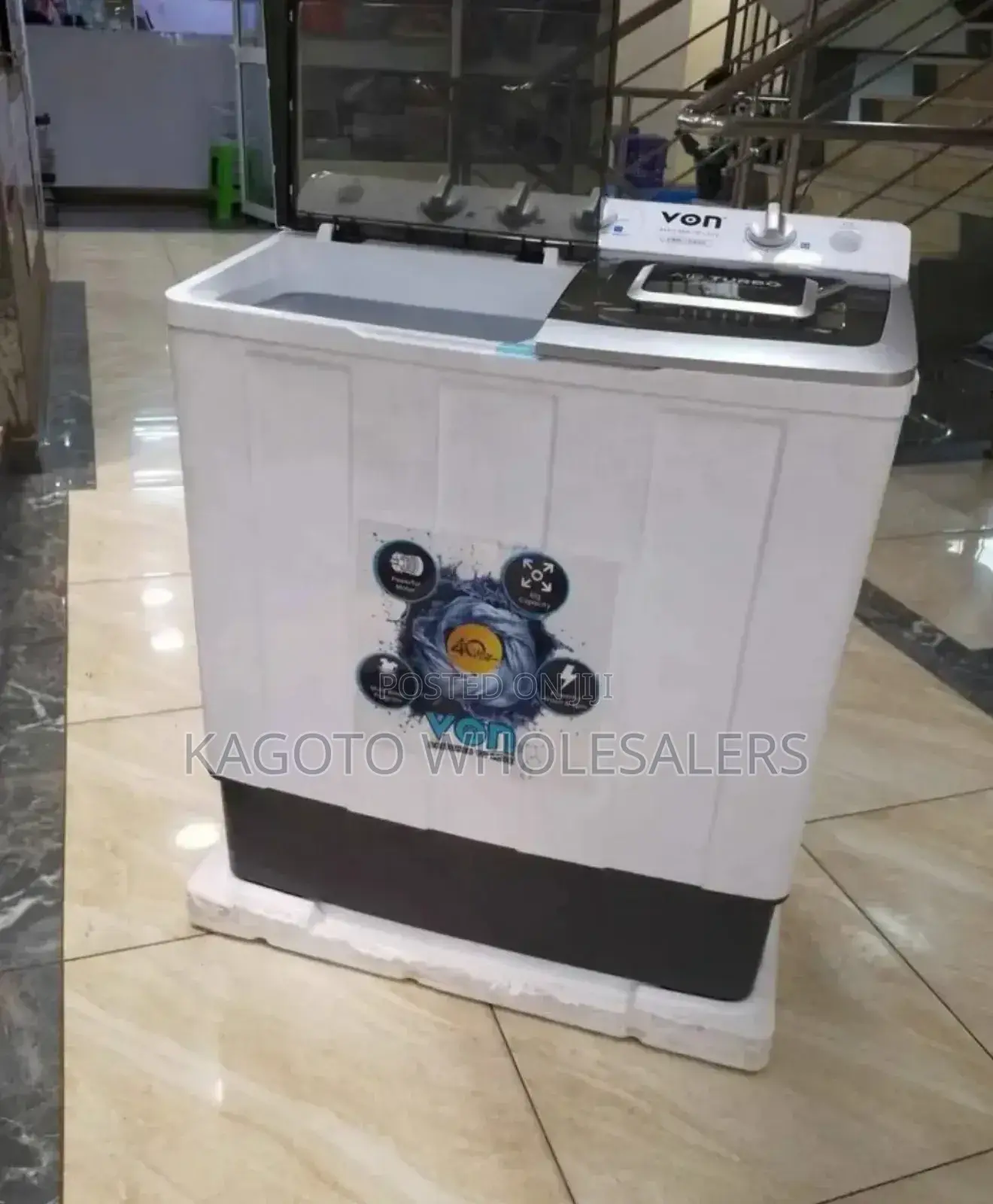 Von 10kgs Semi Automatic 2 Tub Washing Machine Vn10kg