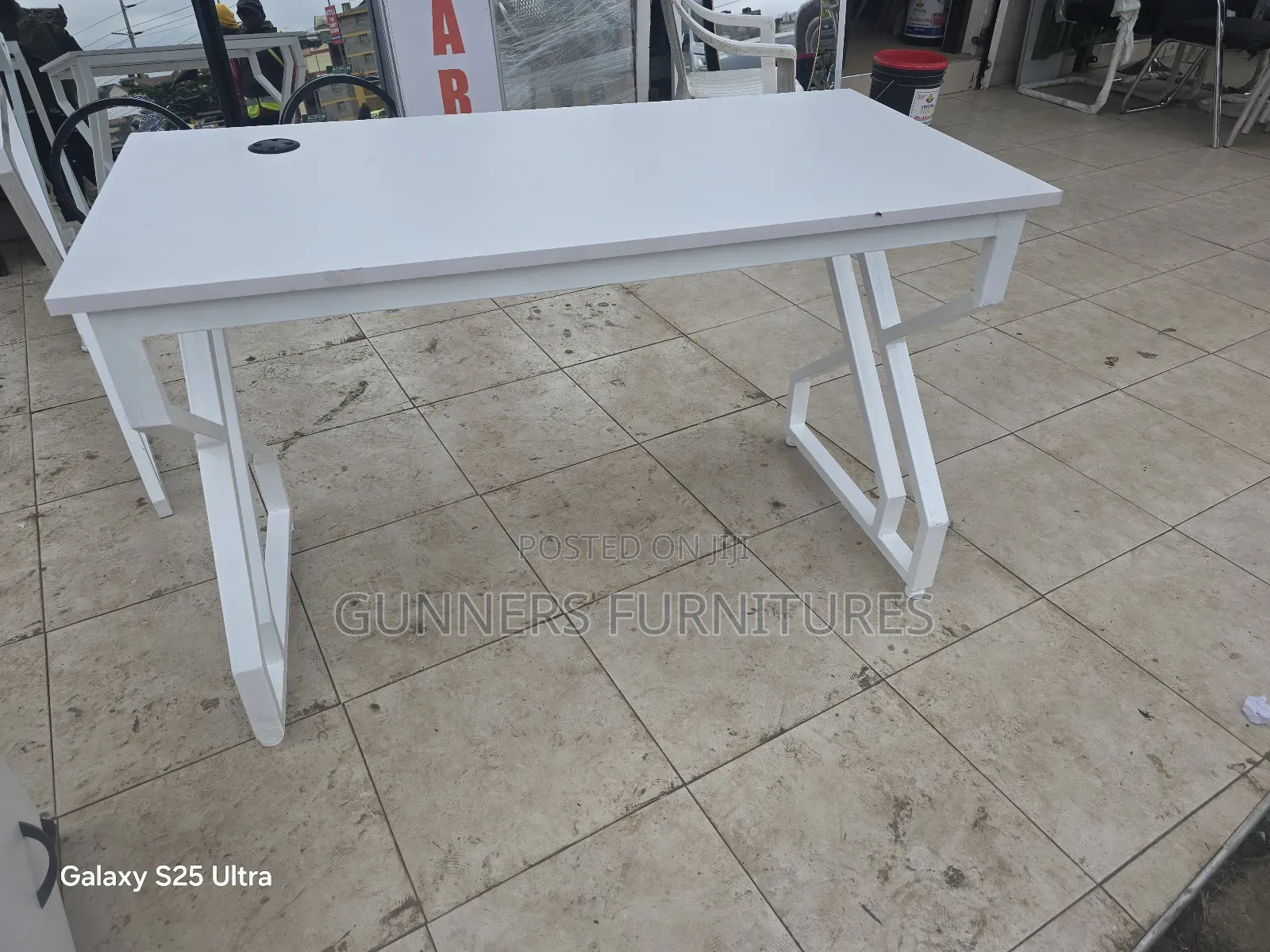 White Metallic Frame Office Desk.