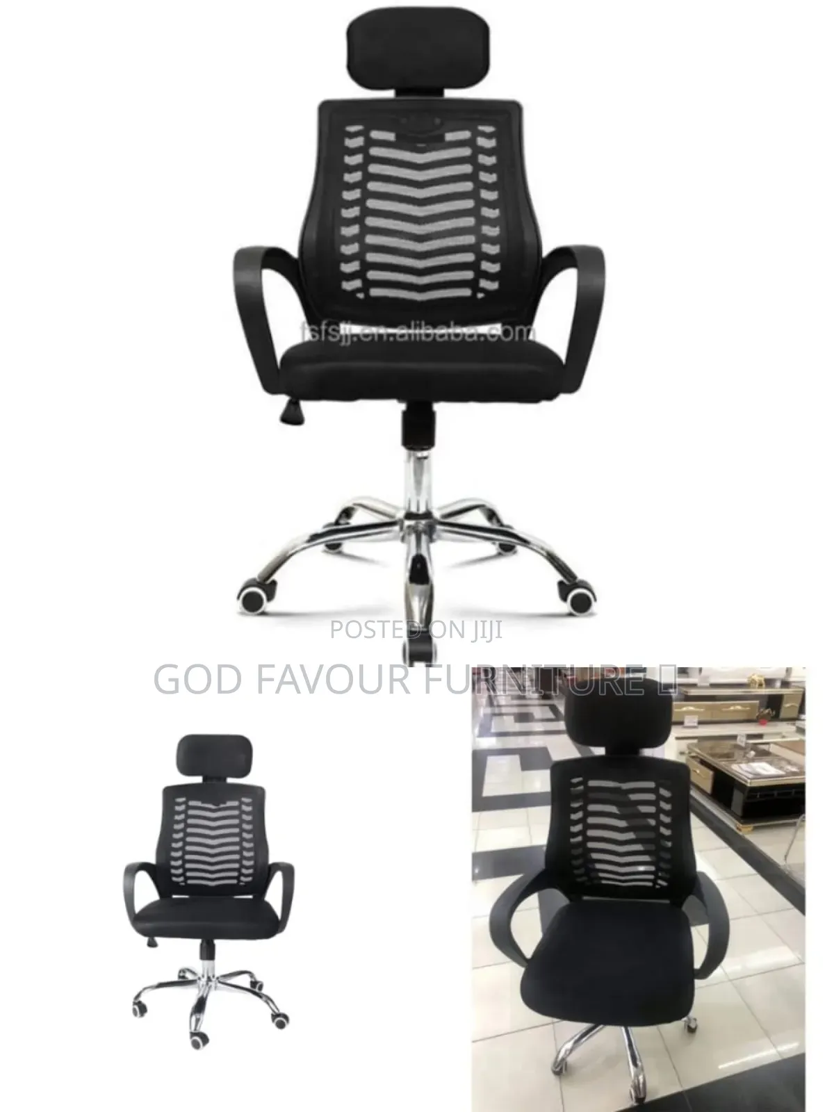 Modern Ergonomic Black Headrest Office Chair Kjb6