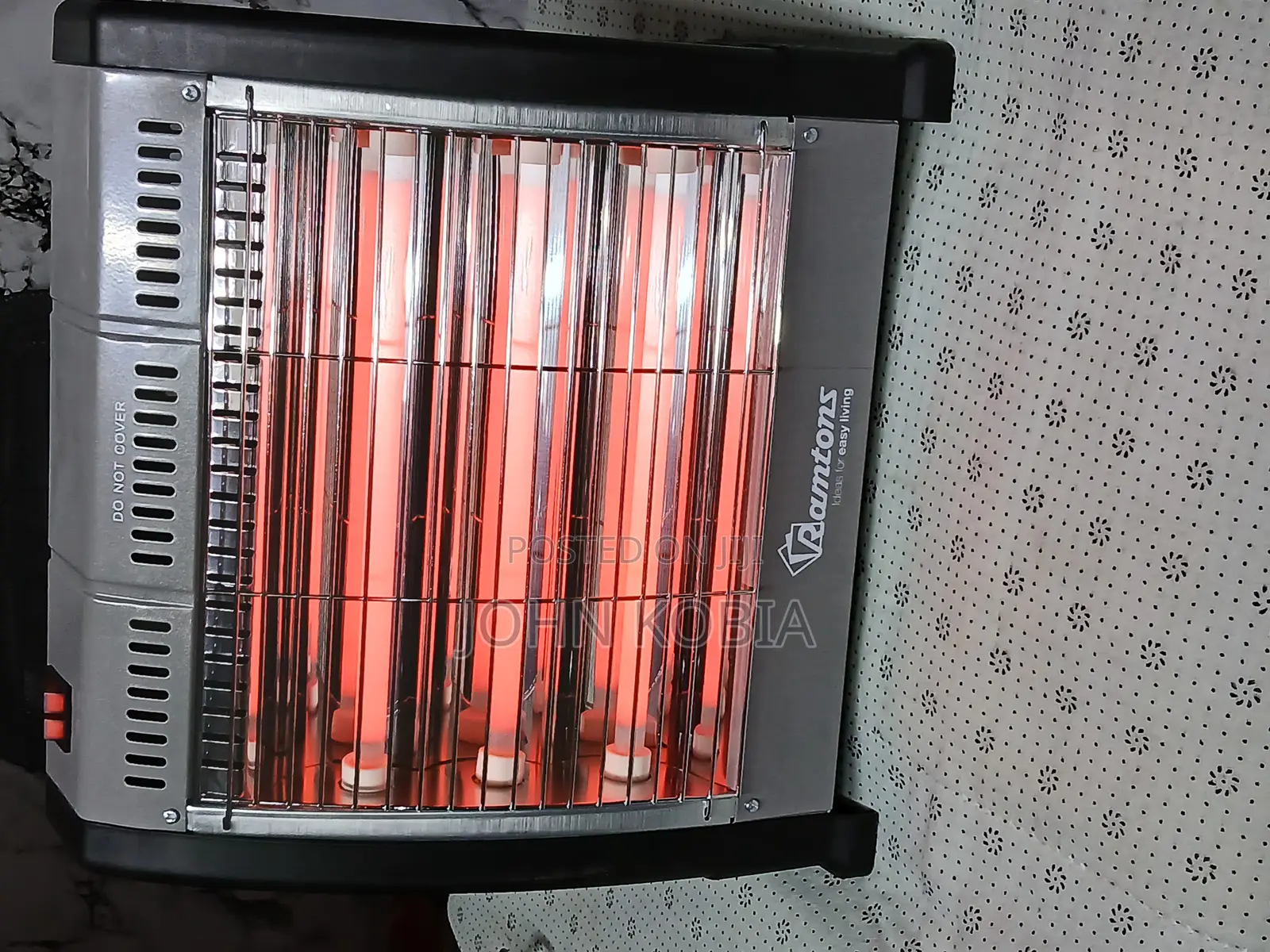 Ramtons Rm/469 Electric Bar Quartz Heater, Black Silver