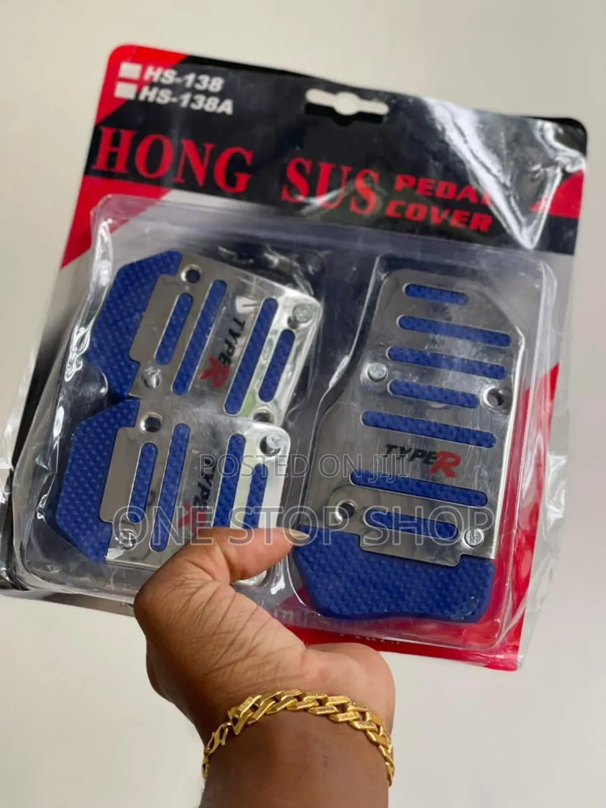 Silver Blue Sport Type R Automatic Pedal Covers 3x